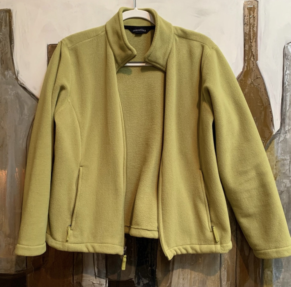 LANDS END Women's green XL Fleece Jacket - Inner & Outer Pockets